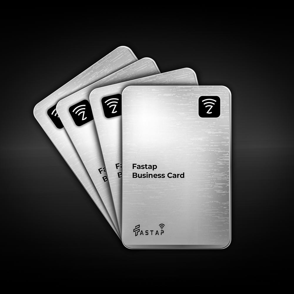Fastap NFC cards in a brushed silver finish